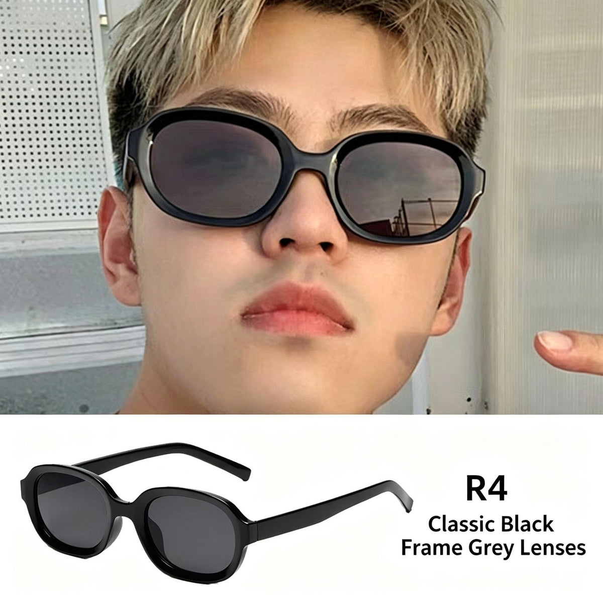 R4 Black Frame Gray Lens | UV400 Business Sunglasses | Halloween Executive Style Gift | Sleek Formal Workwear Sun Glasses