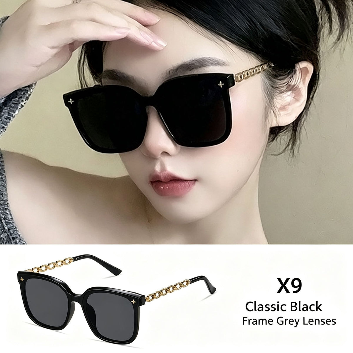 X9 Black Frame Gray Lens | UV400 Polarized Sunglasses | Christmas Anti-Glare Driving Gift | Glare-Reducing Road Vision Sun Glasses
