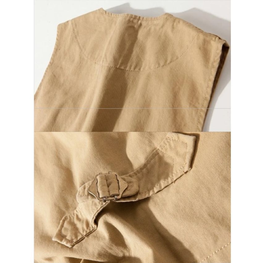 Khaki Size 3XL | Extra Roomy Work Vest | Christmas Inclusive Retro Gift | Unisex Ultra Loose Functional Sleeveless Jacket
