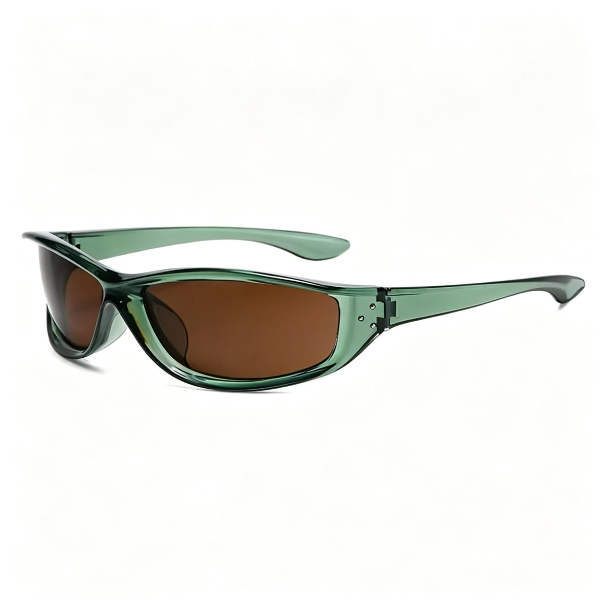 Green Frame Tea Lens | Y2K Fresh Vibrant Biker Sunglasses | Christmas Fresh Y2K Energy Gift | UV400 Protective Energetic Riding Beach Stylish Sun Glasses