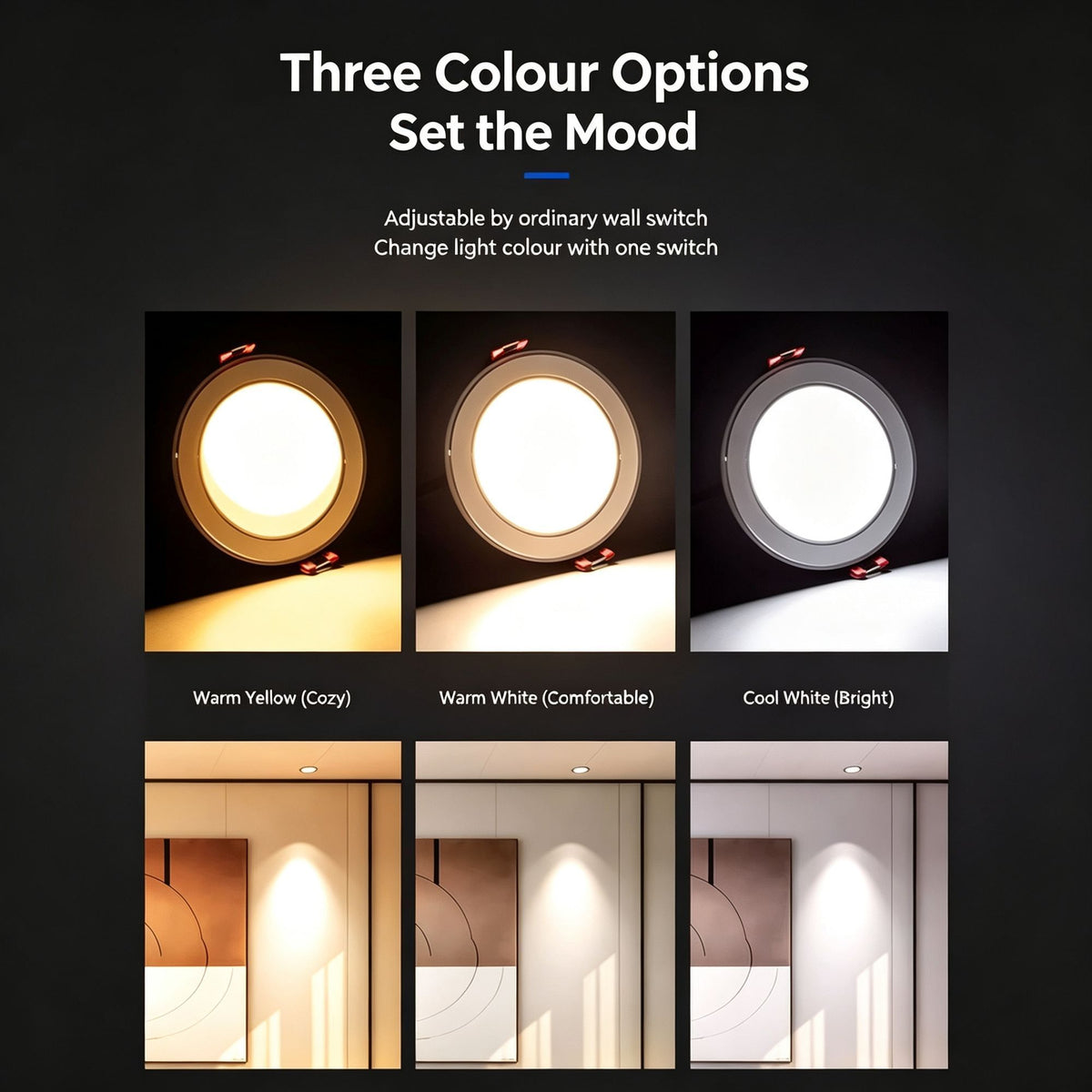 2 Pack Black Full Spectrum 98 CRI 7W Neutral White (Cutout 6.5-8.5cm) | Recessed LED Downlight | Halloween Natural Vision Gift | Full Spectrum Neutral Light Home Downlight