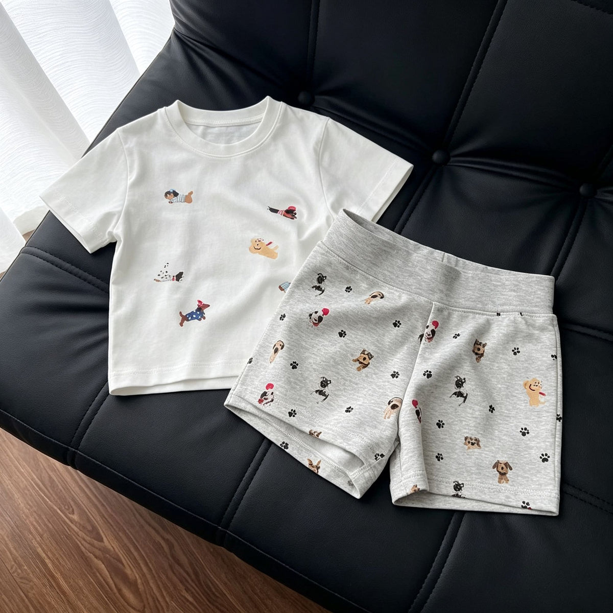 Dachshund Dog White Tee Set Size XXL | Short Sleeve Oversized Loungewear | Halloween Inclusive Fit Gift | Extra Roomy Pajamas Wearable Outside