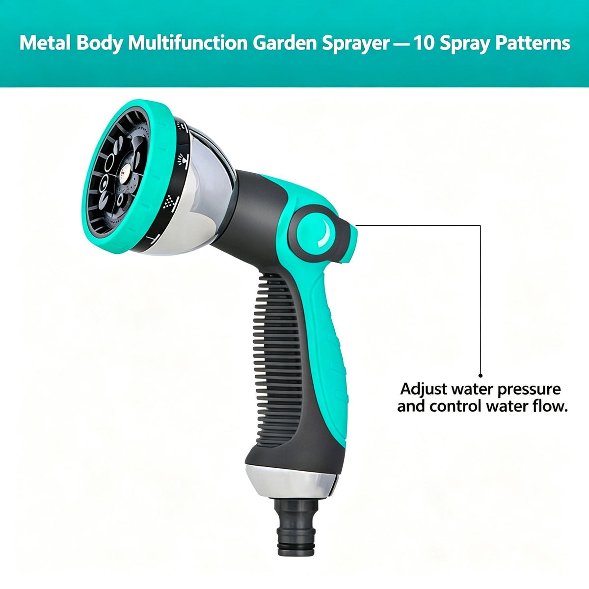 D5 Chrome Plated Shower Water Gun Blue | Christmas Rust-Resistant Gift | Chrome Finish Dual-Use Nozzle for Watering & Cleaning