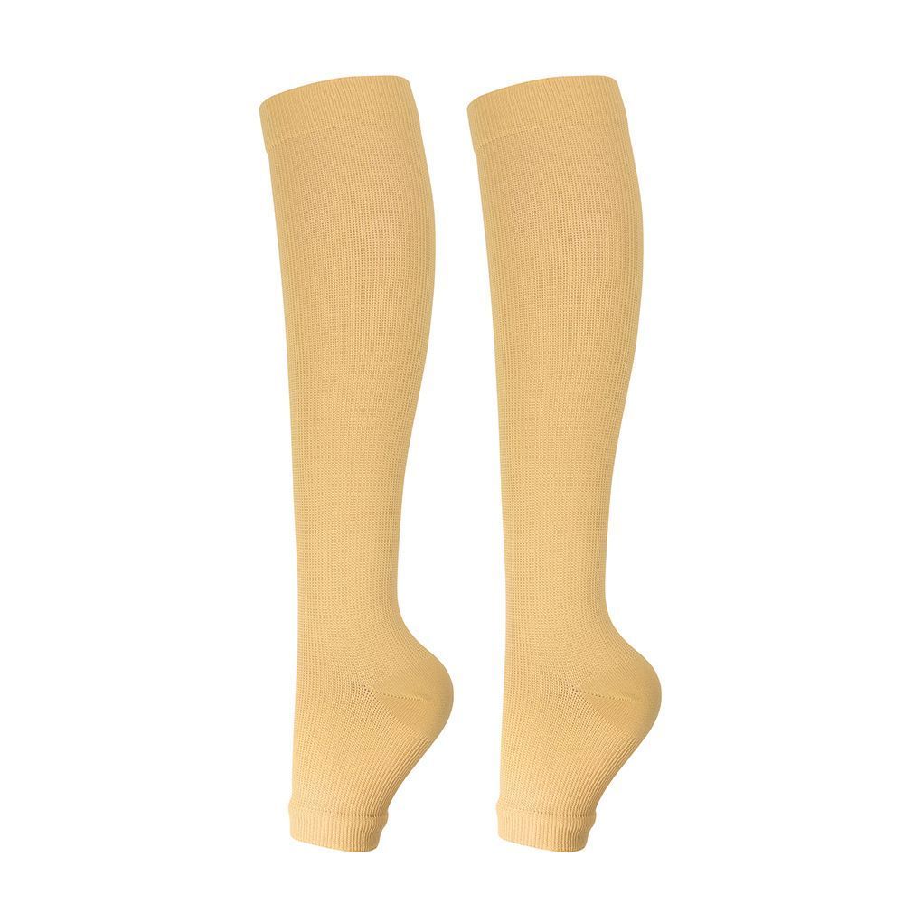 Open Toe Nude Compression Calf Socks Size L/XL (39-42) | Christmas Invisible Daily Gift | Skin Tone Compression Socks for Under Pants Daily Wear