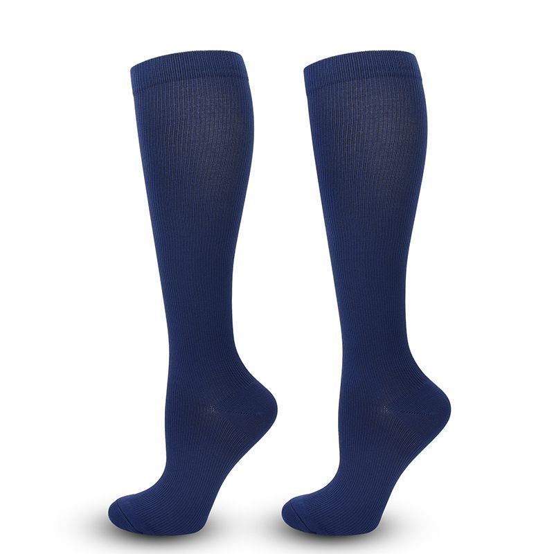 Flat Panel Navy Blue Compression Calf Socks Size XXL (43-46) | Halloween Extra Wide Work Gift | Wide Calf Flat Navy Compression Socks for Big Calves Work
