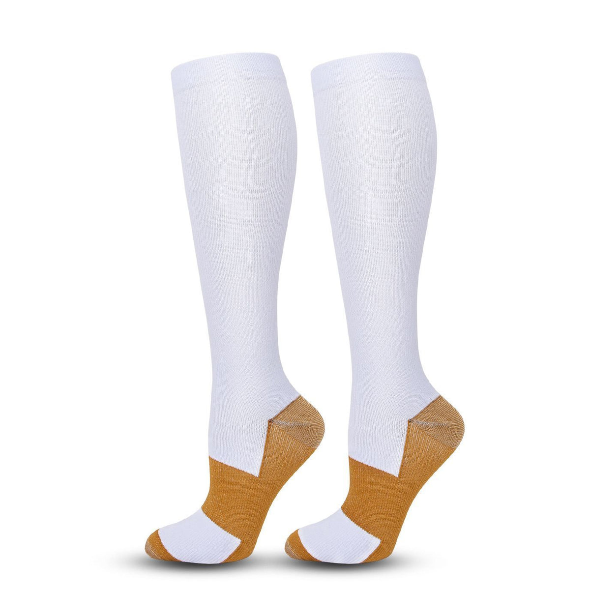 Two-Tone White Compression Calf Socks Size L/XL (39-42) | Christmas Stylish Contrast Gift | Two-Tone White Calf Support Socks for Fashion Daily Wear