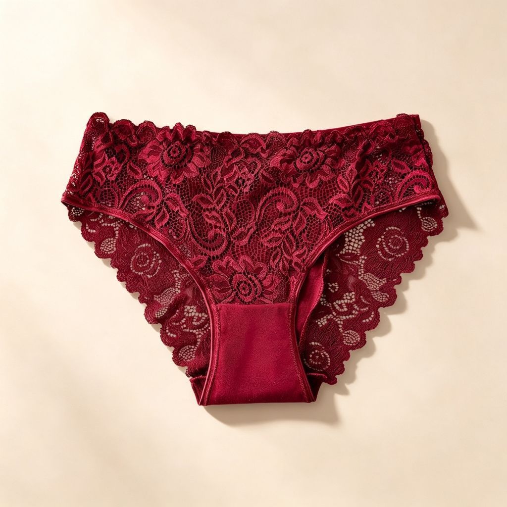 Red Hollow Out Lace Panties 4 Pack Size XXL | Christmas Plus Size Festive Gift | Cotton Gusset High Elastic Big Size Briefs
