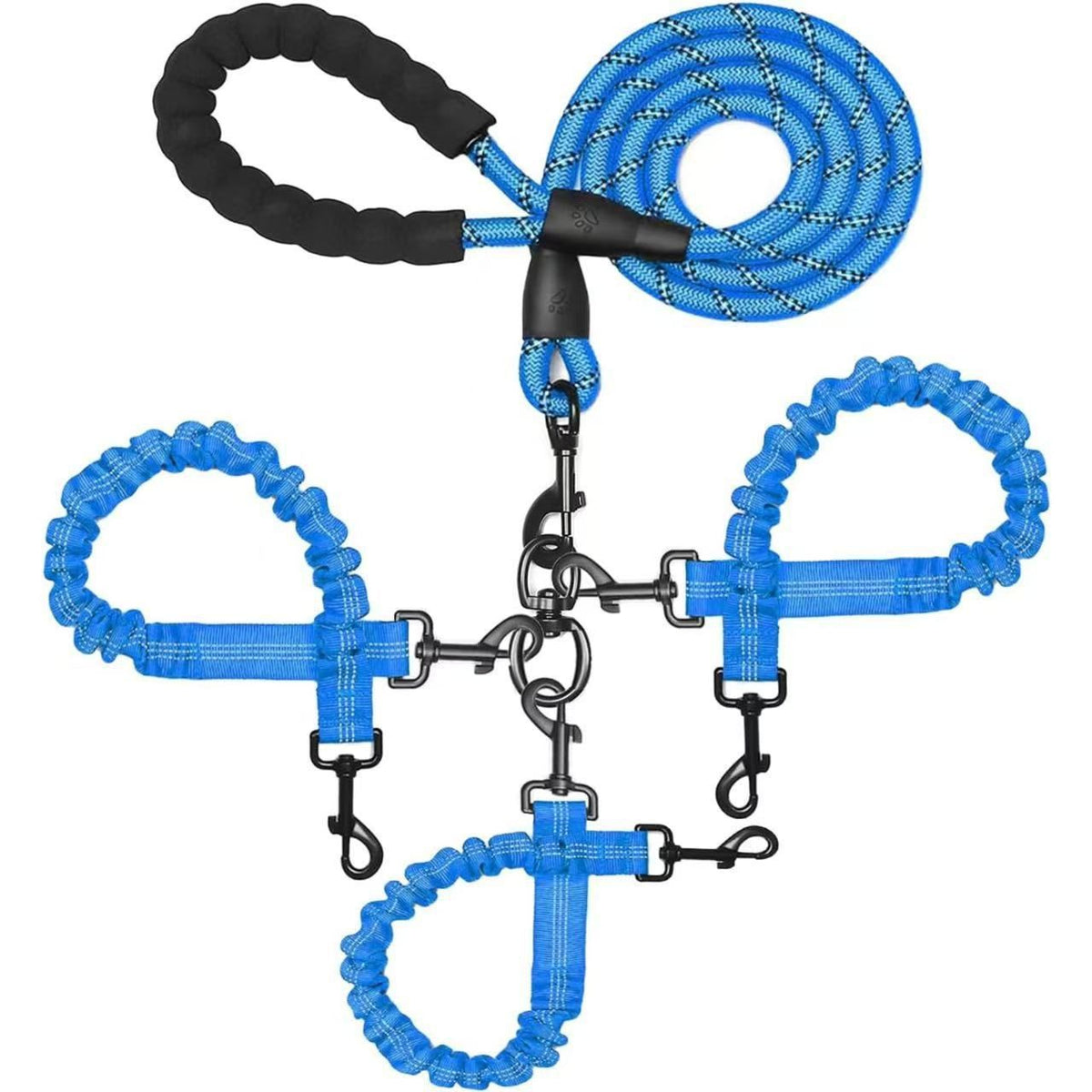 Blue Retractable 3-in-1 Dog Leash | Christmas Crisp Night Glow Gift | Luminous Tangle-Free High Elastic Pet Traction Rope for Daily Use