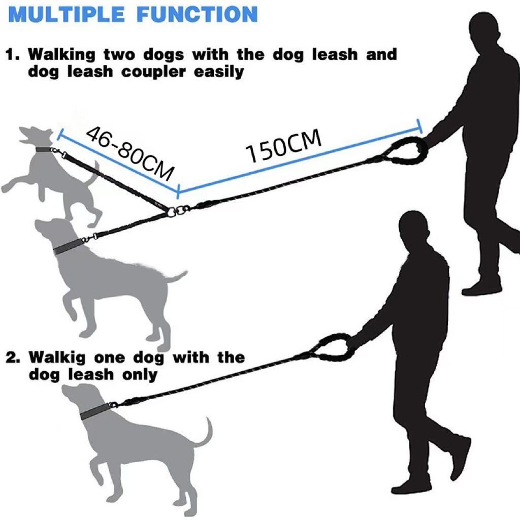 Dark Blue 2-in-1 Retractable No-Pull Dog Leash | Christmas Steady Heavy-Duty Gift | Sturdy Tangle-Free Pet Chain for Large Breed Dogs