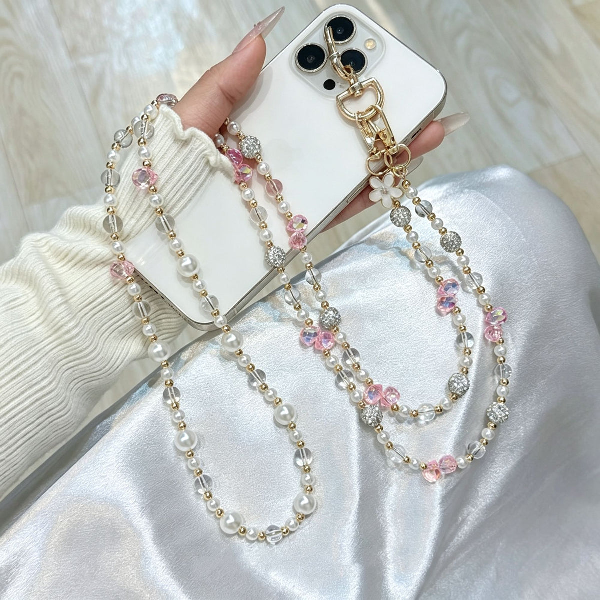 3D Floral Crossbody Phone Charm | Halloween Daily Decor Gift | Handmade Woven Halter Phone Chain