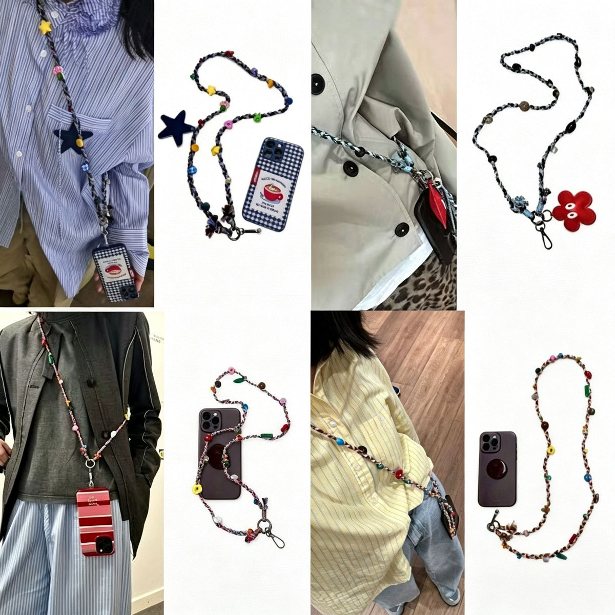 3D Floral Crossbody Phone Charm | Halloween Daily Decor Gift | Handmade Woven Halter Phone Chain