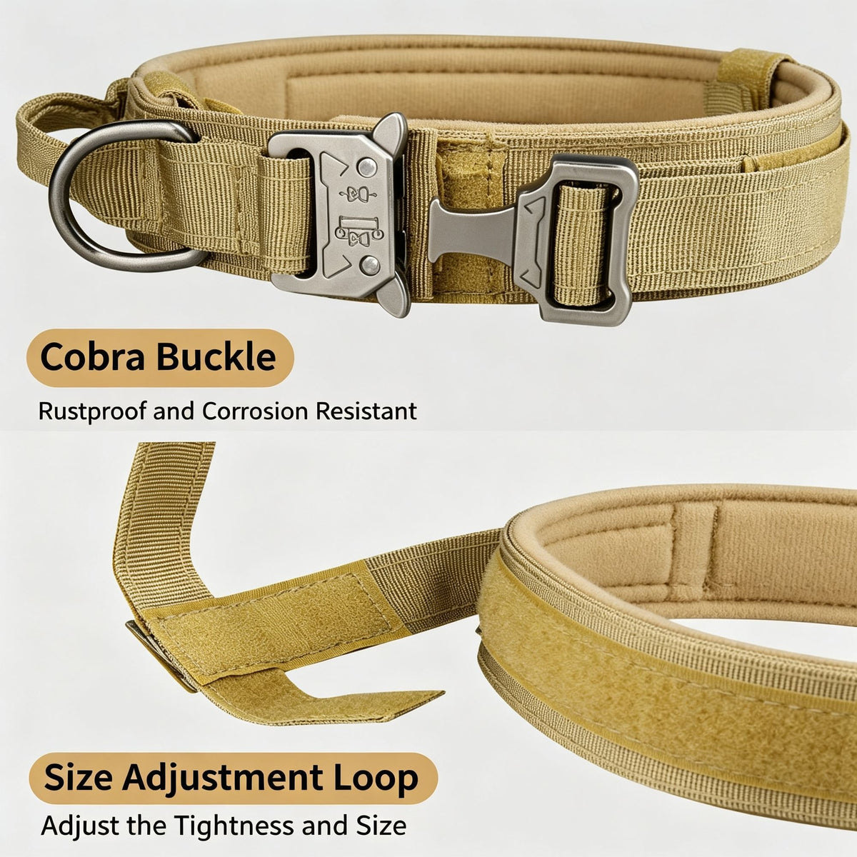 Thickened Nylon Dog Collar for Outdoor, Alloy Buckle Pet Neck Collar, Khaki Alloy Buckle Collar L, Halloween Puppy Walking Gear Gift