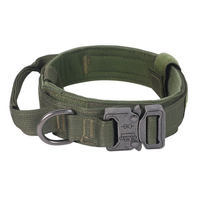 Thickened Nylon Dog Collar for Outdoor, Alloy Buckle Pet Neck Collar, Dark‑Green Alloy Buckle Collar L, Christmas Dog Training Accessory Gift
