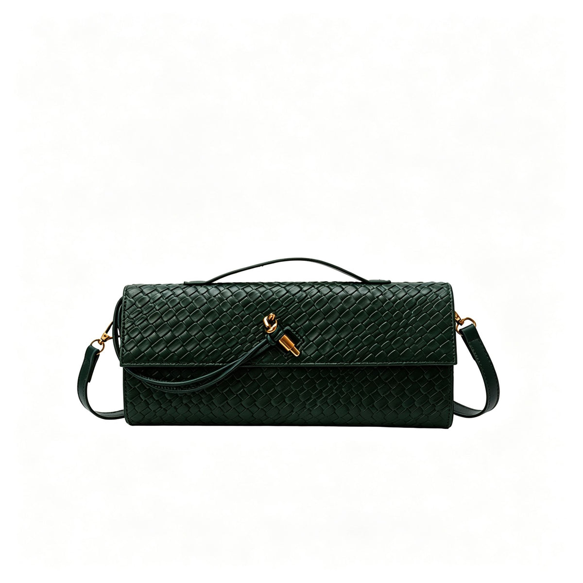 Woven Women Bag French Stick Bag Evening Organ Bag, Fashion Clutch Shoulder Crossbody Bag, Holiday Daily Use, Green