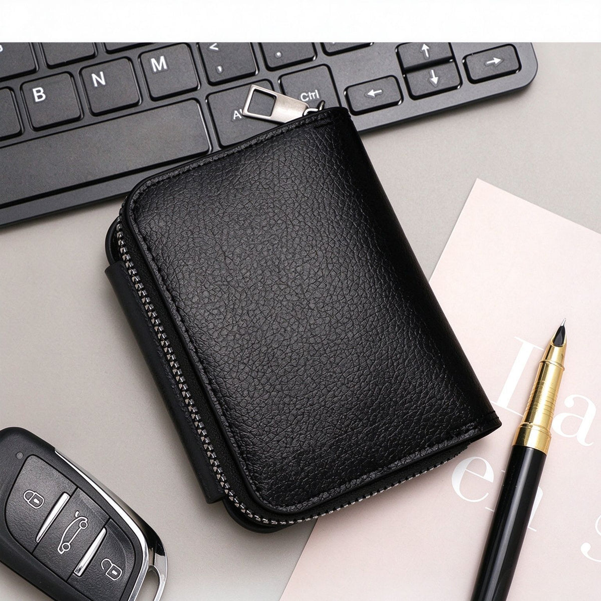 Retro Double Magnet Closure Business Card Case For Men, Accordion‑Style Multi‑Slot Design For Cards & Small Change, Halloween Daily Carry Accessory, K94‑51 Light Coffee
