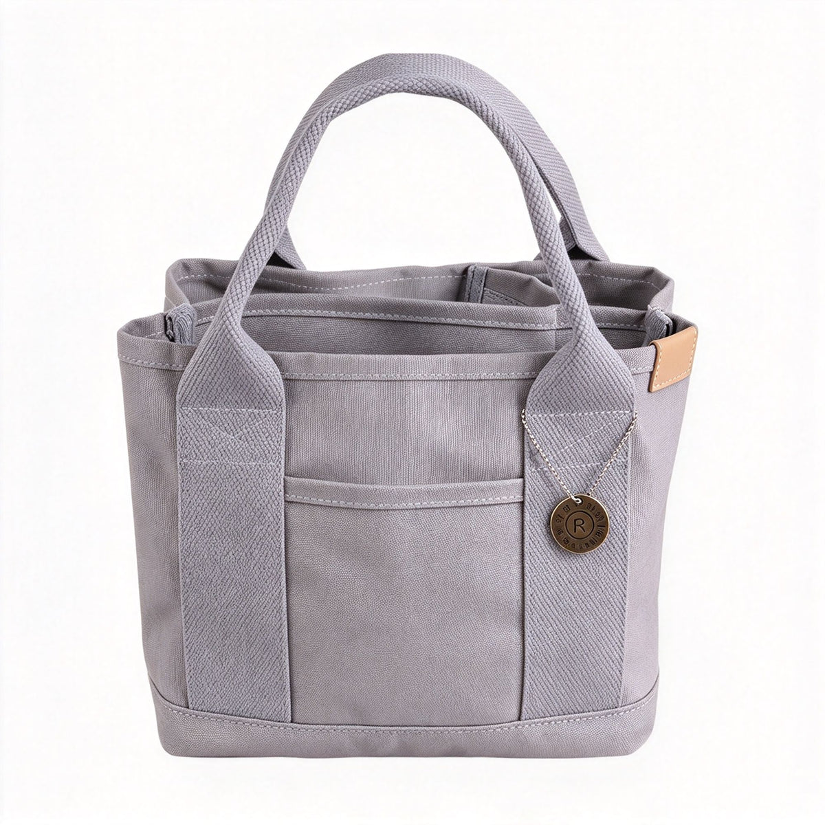 16Oz 16‑Ounce Canvas Women Handbag Grey, Portable Lunch Carry Tote Pouch, Holiday Commute Picnic Shopping Canvas Bag