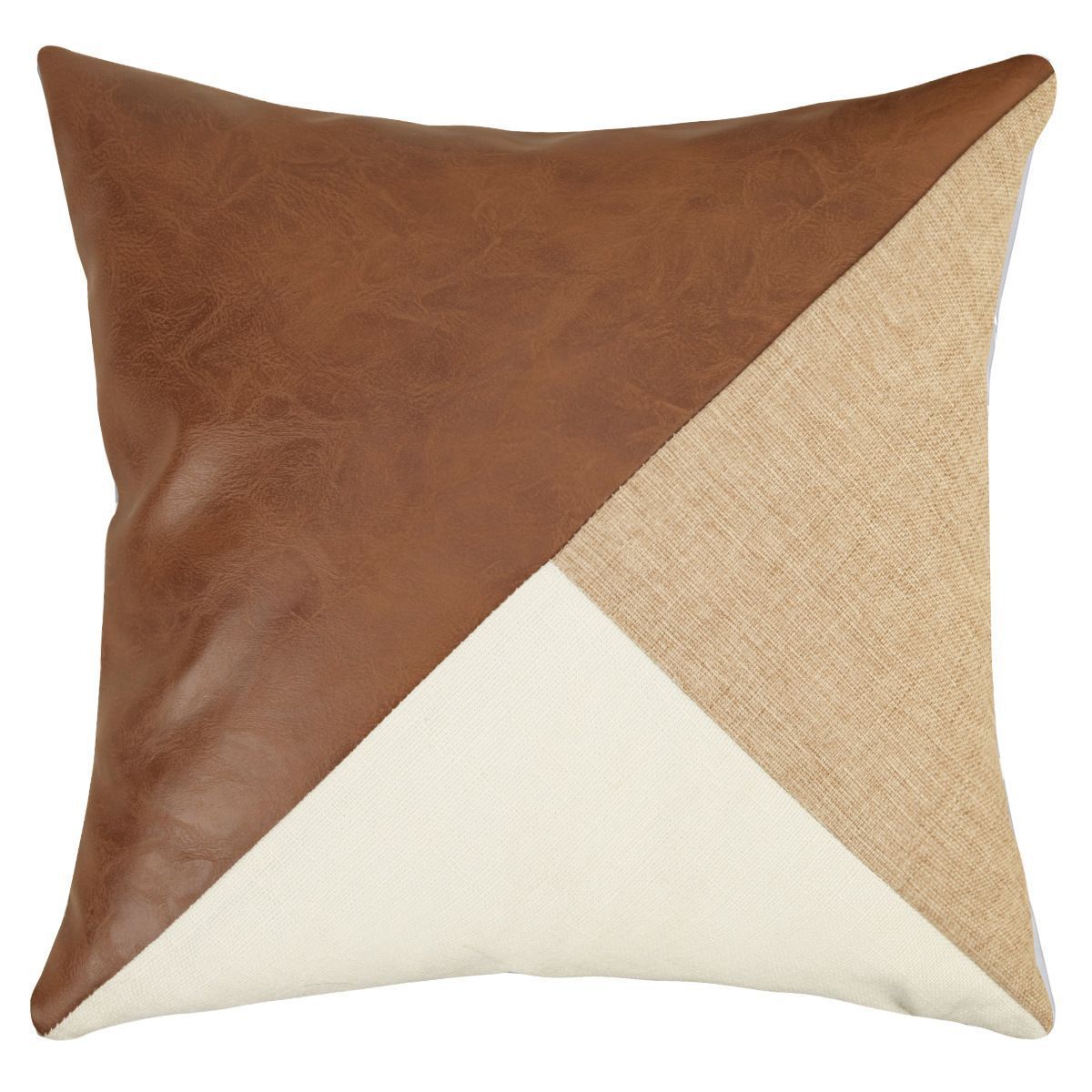 Linen Grey Mixed Leather Splicing Pillow Covers 4Pcs 45x45cm Sofa Car Cushion Shell Halloween Christmas Home Decor Accessory