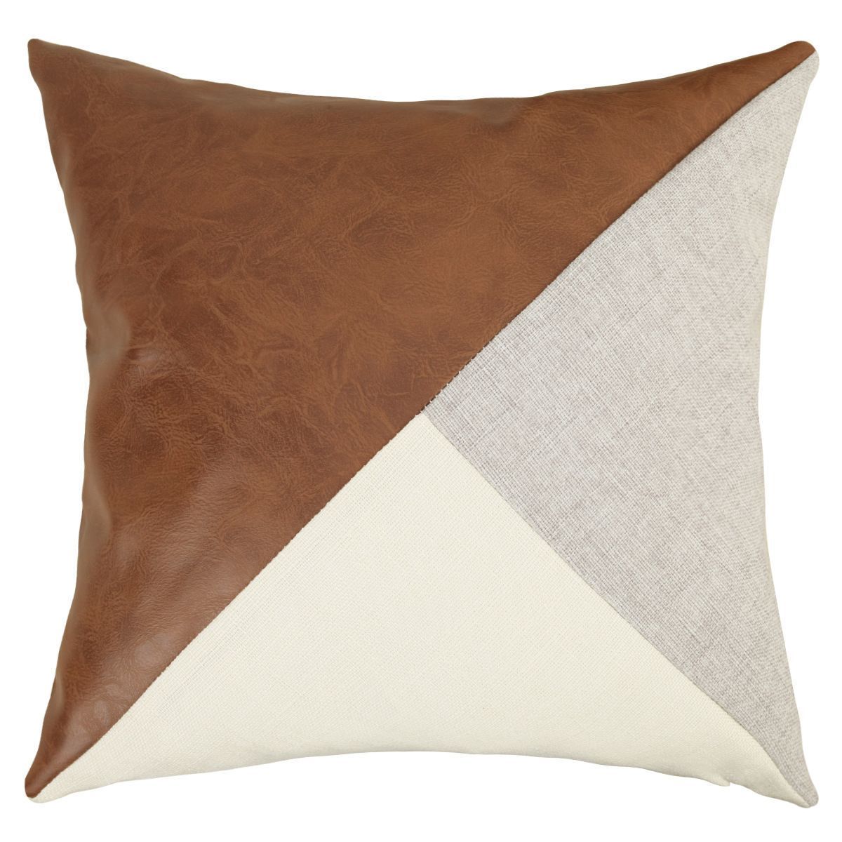 Linen Grey Mixed Leather Splicing Pillow Covers 4Pcs 45x45cm Sofa Car Cushion Shell Halloween Christmas Home Decor Accessory