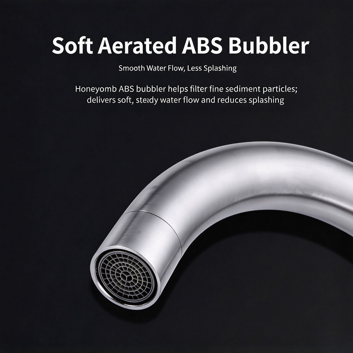 304 Stainless Steel Single Cold Kitchen Faucet Large Bend Without Inlet Pipe Ball Bearing Rotatable Tap for Sink Bathroom Halloween Christmas Home Hardware