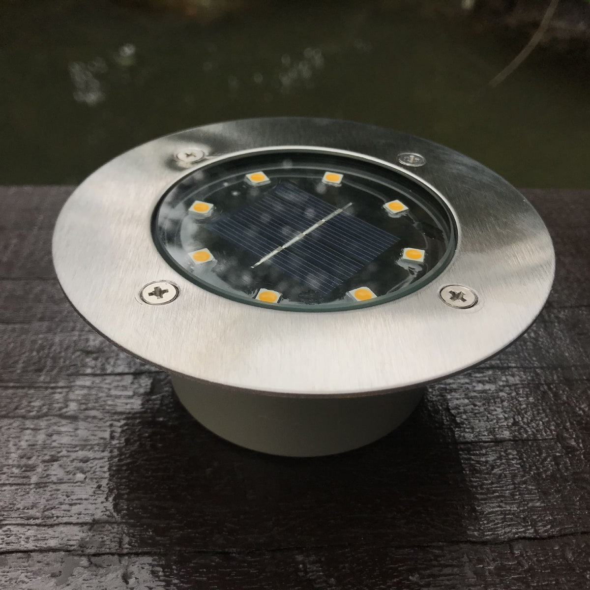 4Pcs Solar 8LED Cast‑Aluminum Buried Ground Lamps Warm Light Waterproof Lawn Lamp Villa Backyard Halloween Holiday Outdoor Decor Light