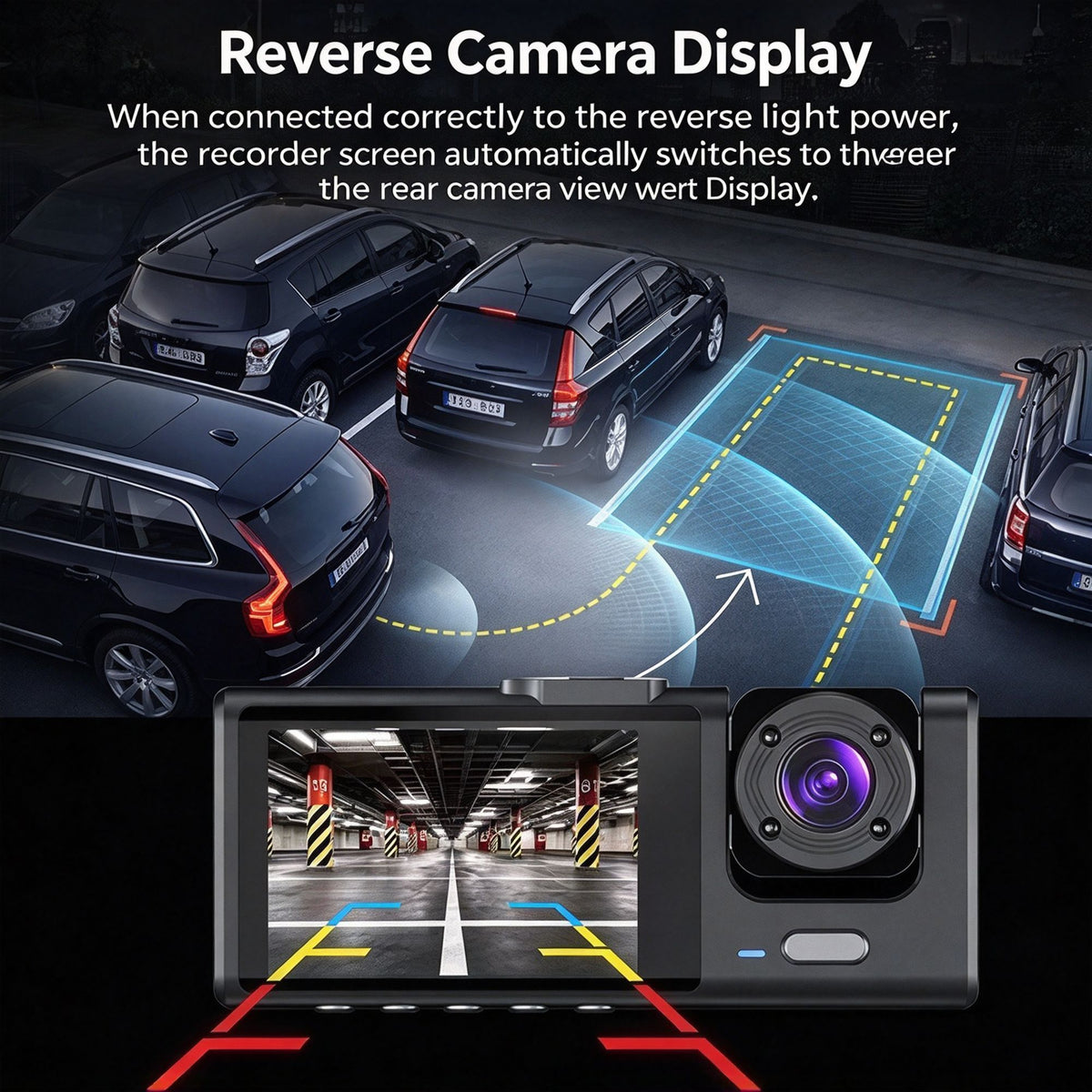 Wireless 2‑Inch HD WiFi Dash Cam Dual Front & Inside Lens 32G Memory Card Night Vision Parking Monitor Mobile Phone Interconnection, Surprise Gift For Family Friends Car Enthusiast
