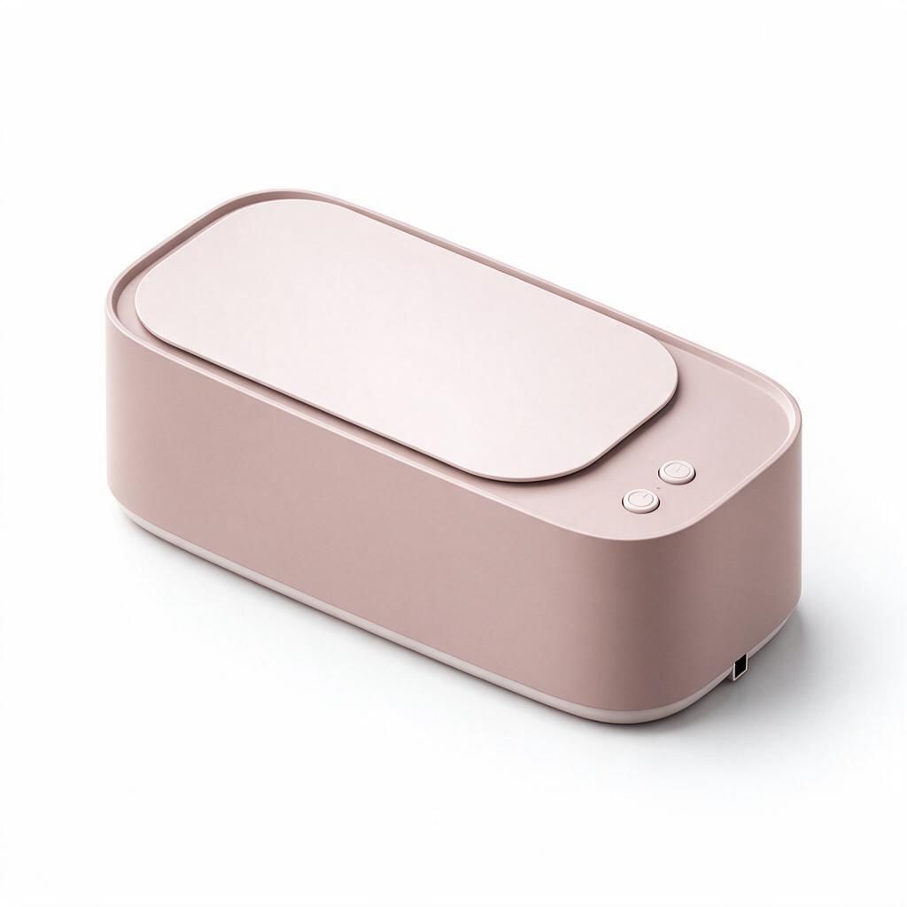 Ultrasonic Cleaner Glasses Jewellery Denture Contact Lens Cleaning Machine Sakura Pink 3-Speed Timer Large Capacity Portable Home