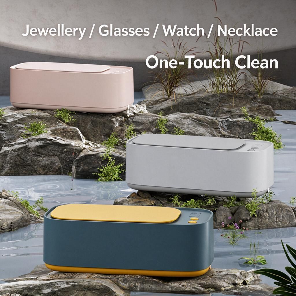 Sakura Pink Ultrasonic Cleaning Pod for Contact Lenses & Jewellery, Dual Chamber, USB Rechargeable, 3 Timer Levels, 360° Deep Clean