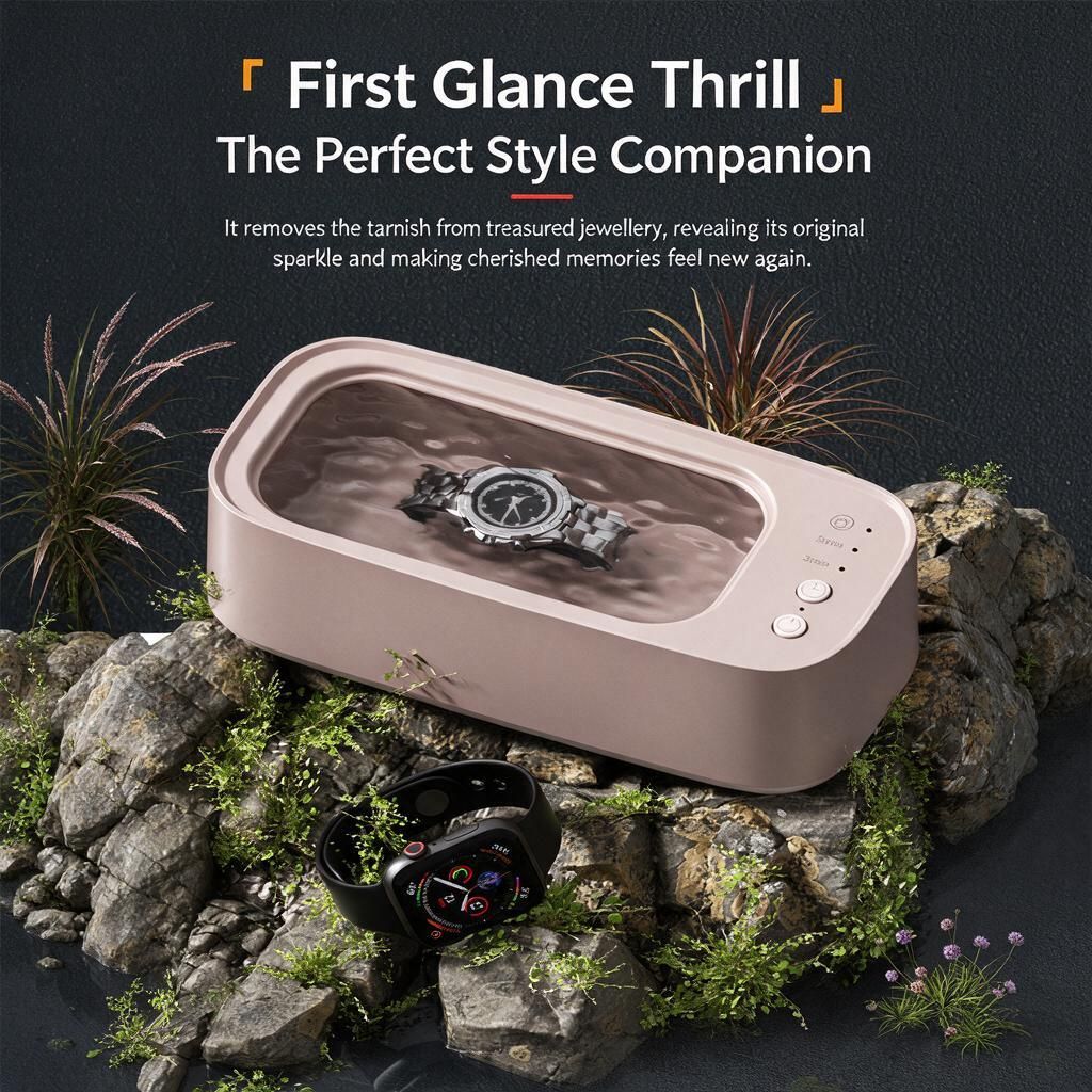 Sakura Pink Ultrasonic Cleaning Pod for Contact Lenses & Jewellery, Dual Chamber, USB Rechargeable, 3 Timer Levels, 360° Deep Clean