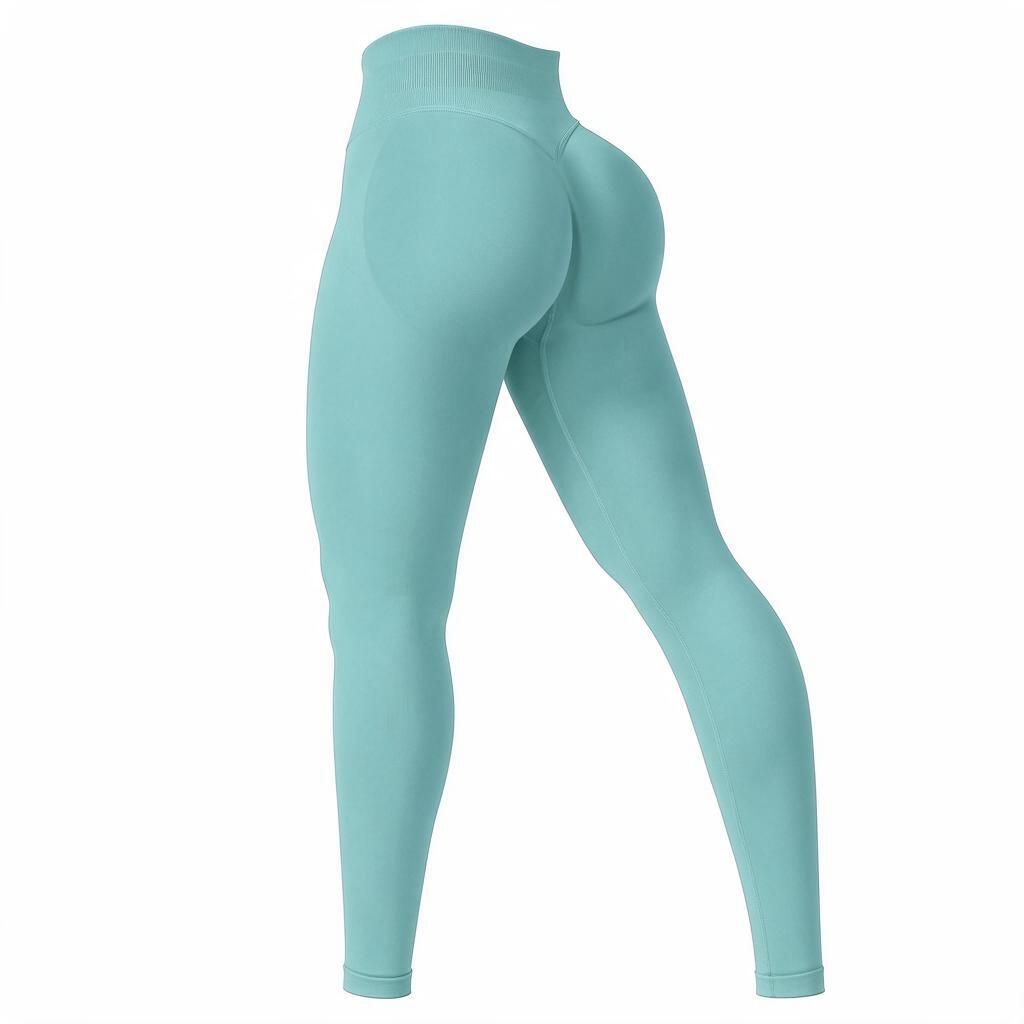 XL Electric Blue Butt-Sculpting Full-Length Leggings Women's Seamless Stretch Active Tights Halloween Workout & Fitness