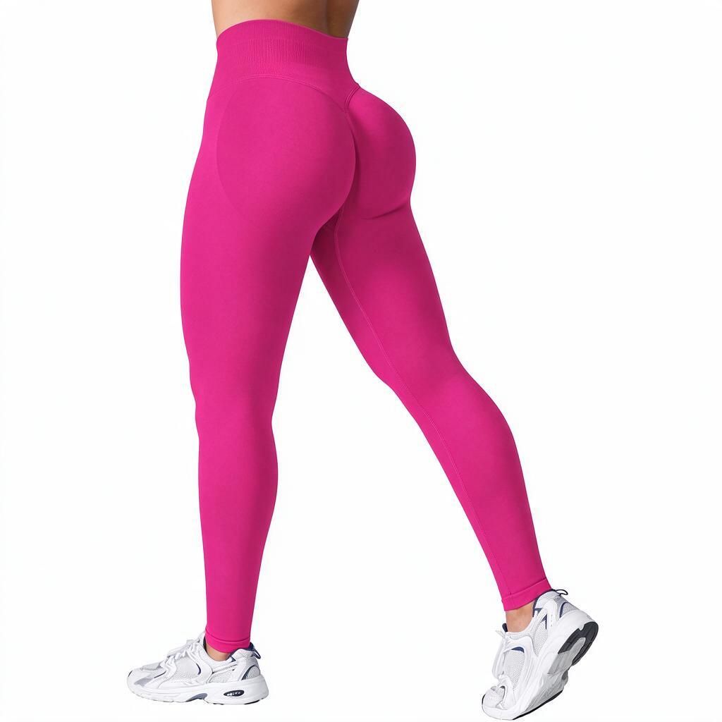 Rose Red XL Women's Contour-Stitch Yoga Tights, Full-Length Seamless Leggings with Sculpted Glute Zones for Barre, Cycling & Halloween Gym