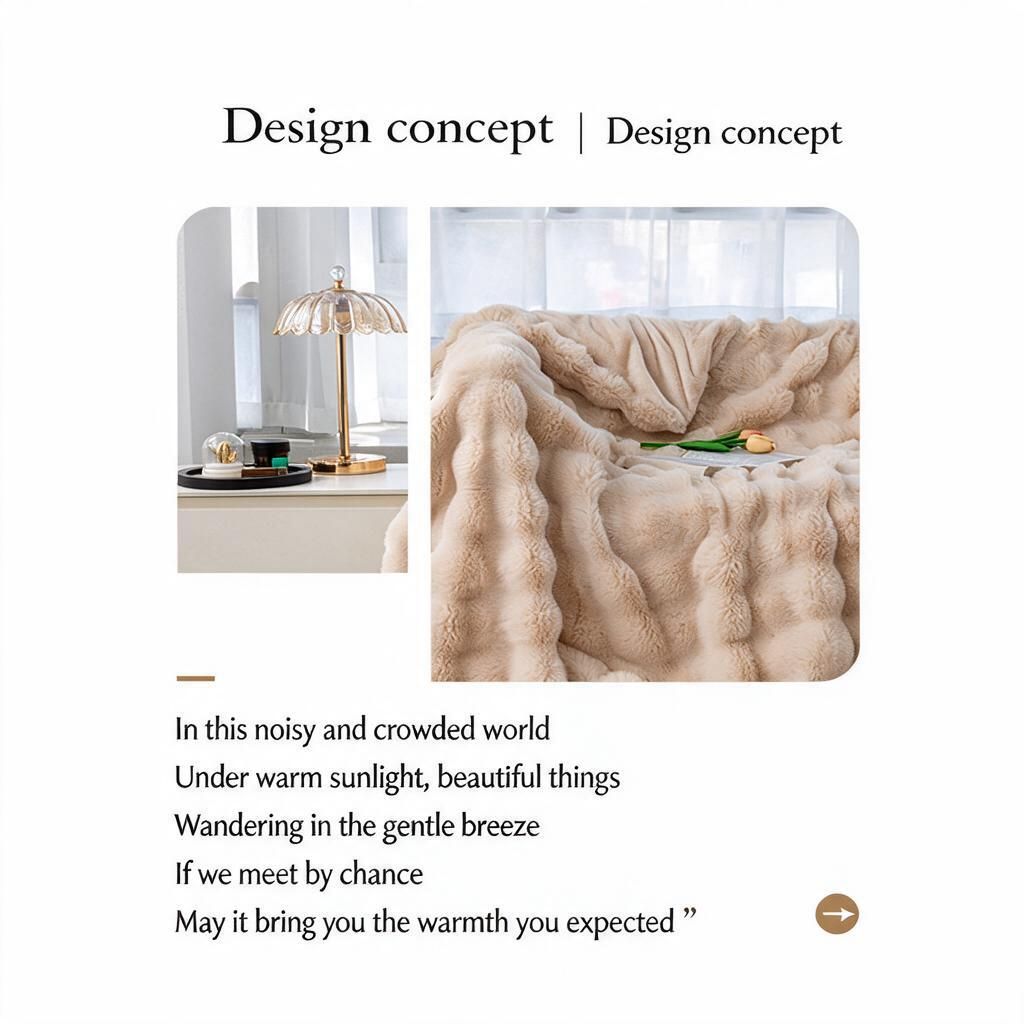 Lake Blue 120x200cm Quilted-Look Faux Fur Throw - Ultra Soft Fleece-Backed Cuddle Blanket for Living Room & Halloween Evenings
