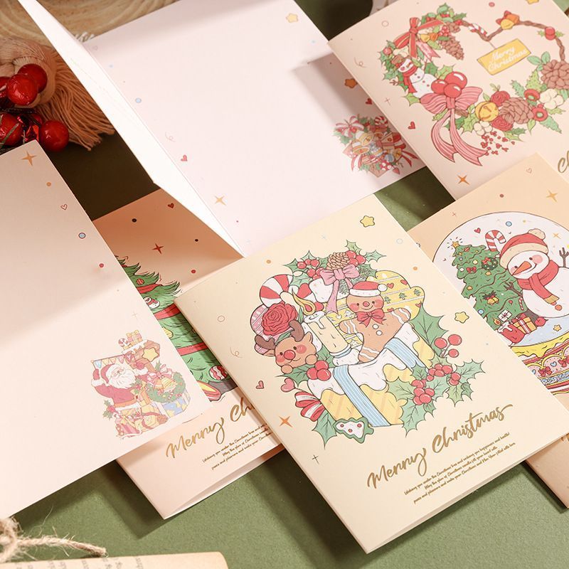 60 Sheets Watercolor Hot Stamping Christmas Greeting Cards Style 5