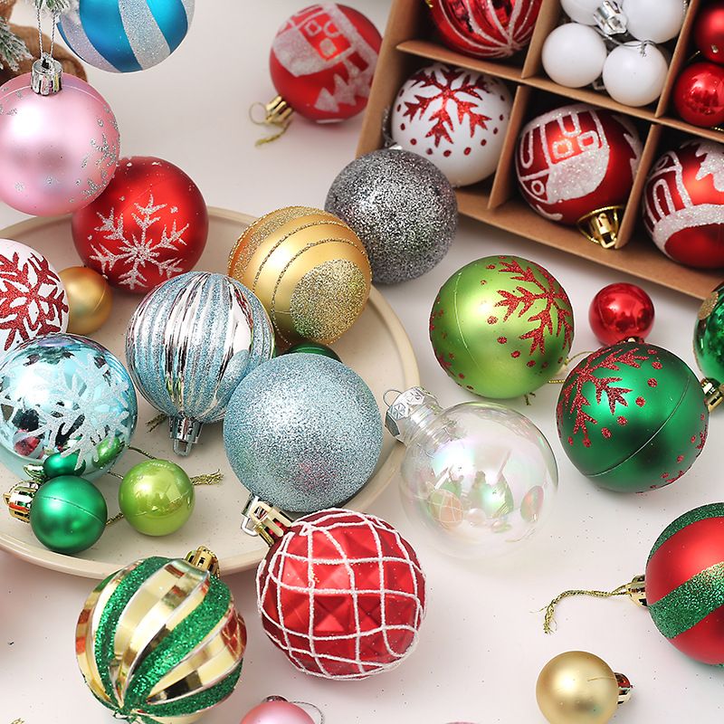 Light Luxury Plastic Christmas Ball Set | Exquisite Patterns Sparkle for the Holidays, Versatile Colors Brighten Your Home./616-48 powder white