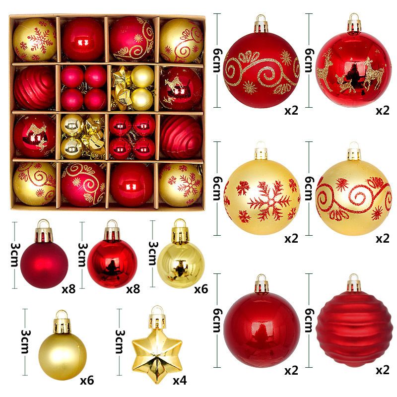 Light Luxury Plastic Christmas Ball Set | Exquisite Patterns Sparkle for the Holidays, Versatile Colors Brighten Your Home./616-48 powder white