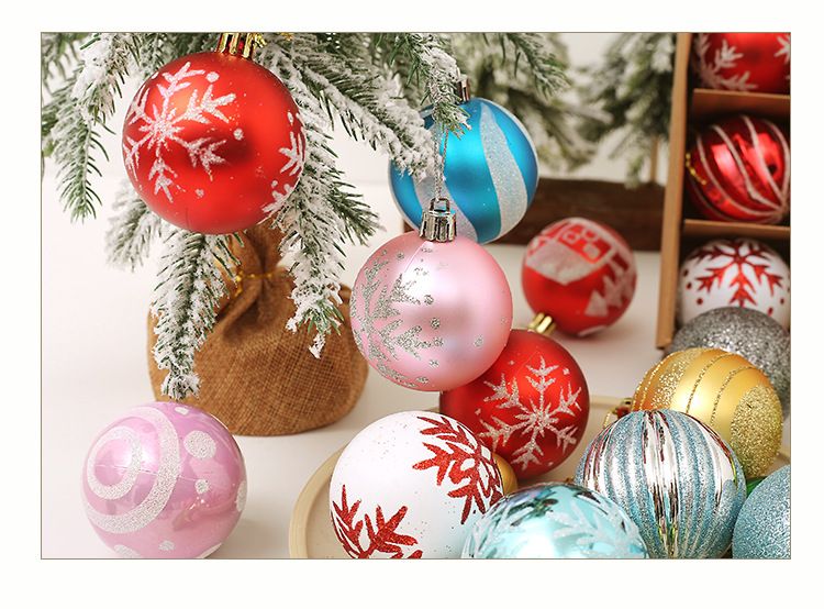 Light Luxury Plastic Christmas Ball Set | Exquisite Patterns Sparkle for the Holidays, Versatile Colors Brighten Your Home./616-50 silvery white