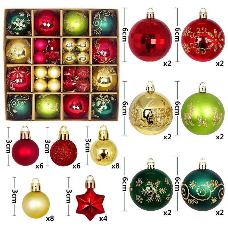 Light Luxury Plastic Christmas Ball Set | Exquisite Patterns Sparkle for the Holidays, Versatile Colors Brighten Your Home./616-40 Black Gold