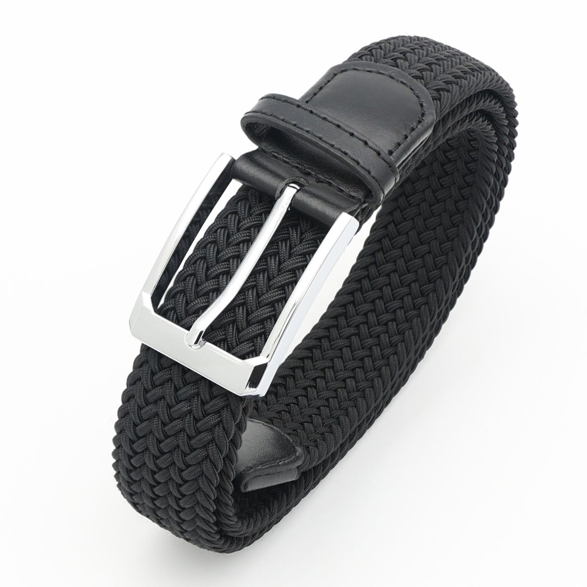 No-Hole Elastic Woven Belt, Unisex Comfortable and Versatile, Strong Elasticity Anti-Loosening, Breathable and Skin-Friendly No Sweating, Essential for Outdoor Sports and Daily Commute, A Casual Style Choice/Black : L code