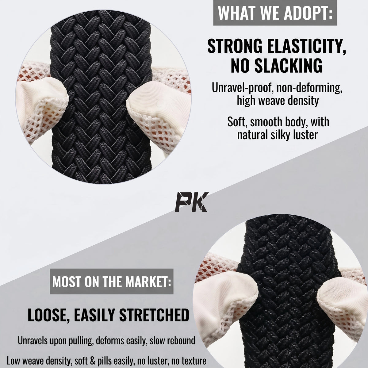No-Hole Elastic Woven Belt, Unisex Comfortable and Versatile, Strong Elasticity Anti-Loosening, Breathable and Skin-Friendly No Sweating, Essential for Outdoor Sports and Daily Commute, A Casual Style Choice/Grey:L code