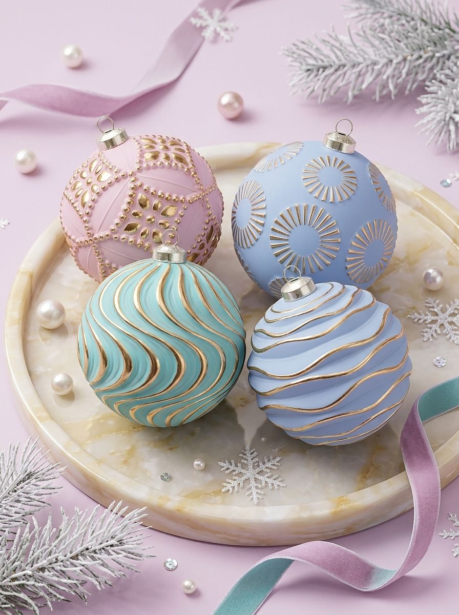 12-Piece Dopamine Christmas Ball Gift Set: 8cm polystyrene, shatterproof and durable, macaron-colored with painted gold foil textures, light luxury and healing, perfect for decorating Christmas trees and home ambiance./GREEN