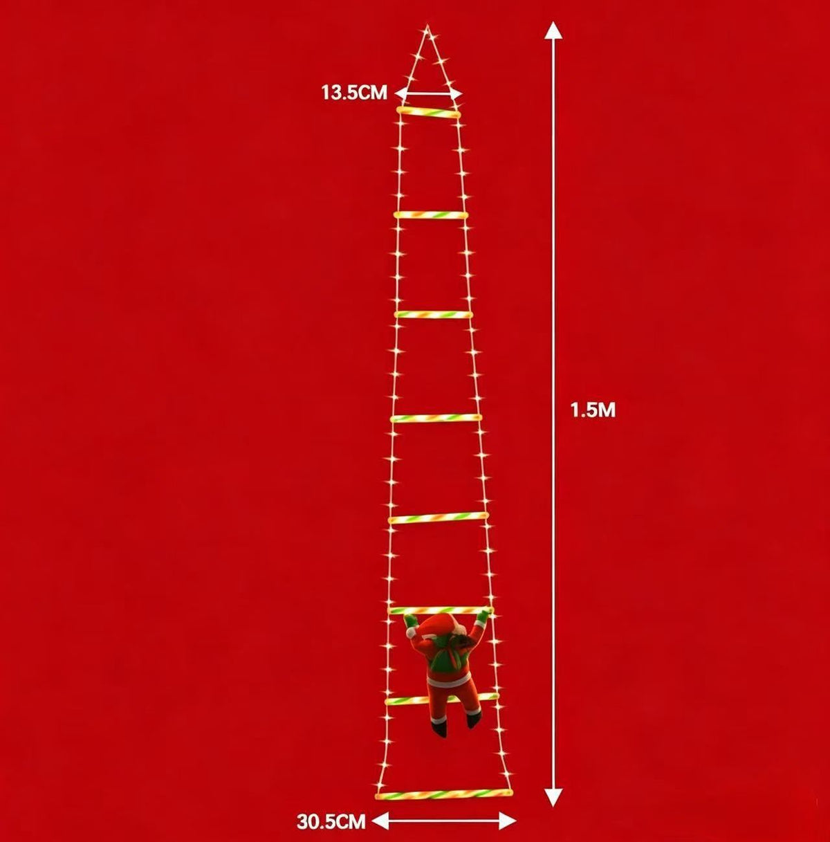 1.8M 8-Step USB Remote Control Christmas Climbing Ladder Light, IP65 Waterproof with 8 Modes, Dynamic Climbing Santa, Indoor & Outdoor Holiday Decoration (Warm Light)
