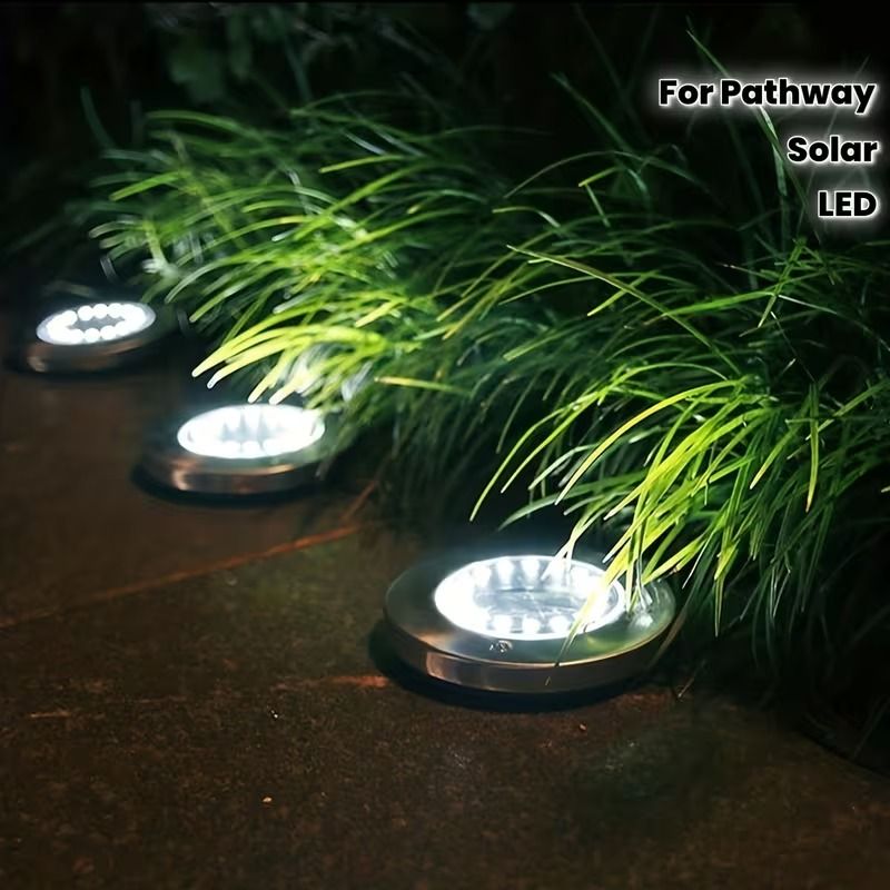4PCS Solar Outdoor Buried Light Waterproof Garden Lawn Lamp Warm Landscape Lighting No Wiring Auto Charge Night Illumination Decorative Light.*Warm light