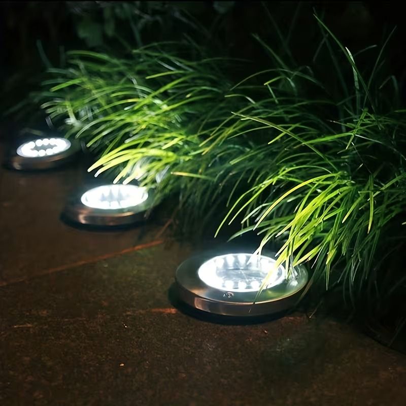4PCS Solar Outdoor Buried Light Waterproof Garden Lawn Lamp Warm Landscape Lighting No Wiring Auto Charge Night Illumination Decorative Light.*Warm light