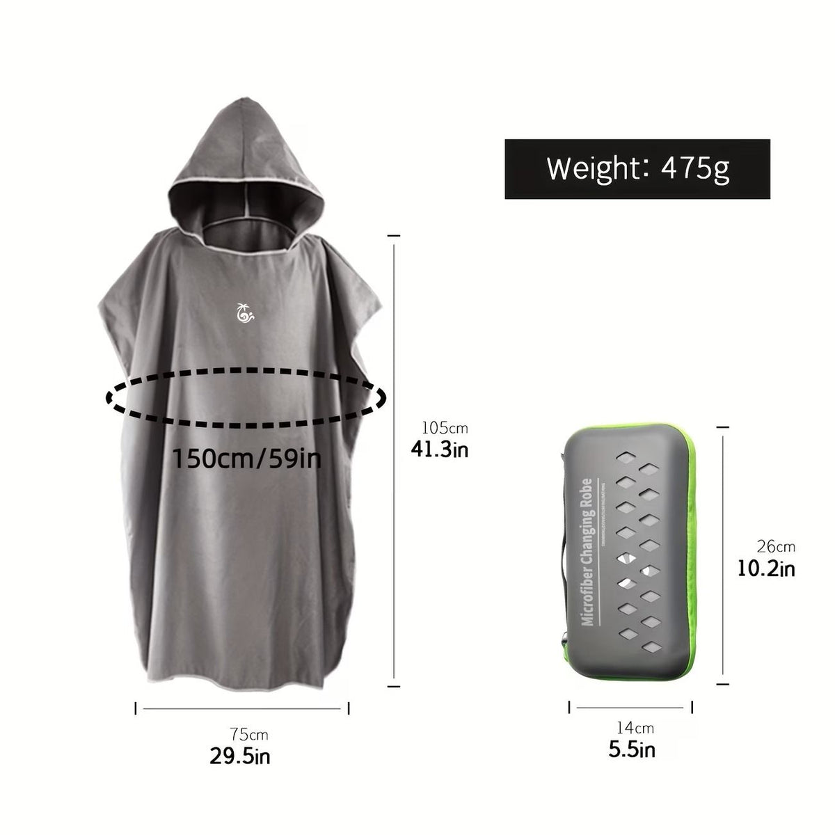 1pc Microfiber Quick-Dry Bathrobe with Storage Case, Changing Poncho for Bathroom, Surfing, Swimming, Beach, Lightweight & Compact, One Size, Portable Case.*dark blue