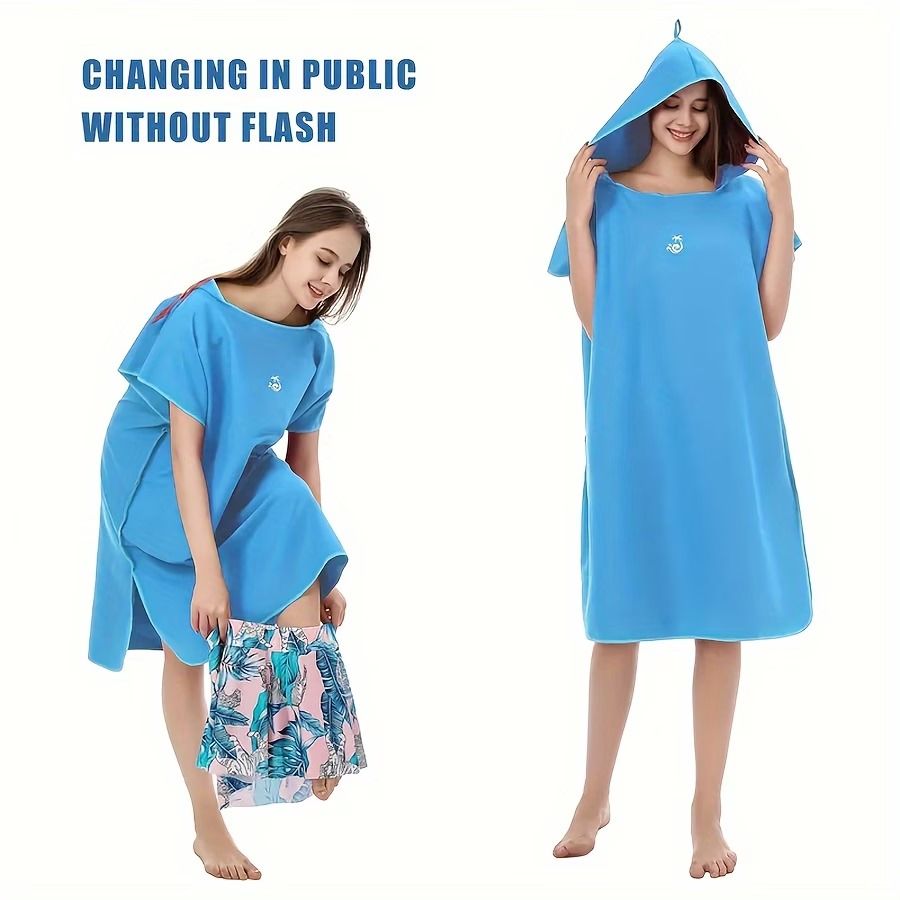 1pc Microfiber Quick-Dry Bathrobe with Storage Case, Changing Poncho for Bathroom, Surfing, Swimming, Beach, Lightweight & Compact, One Size, Portable Case.*grey