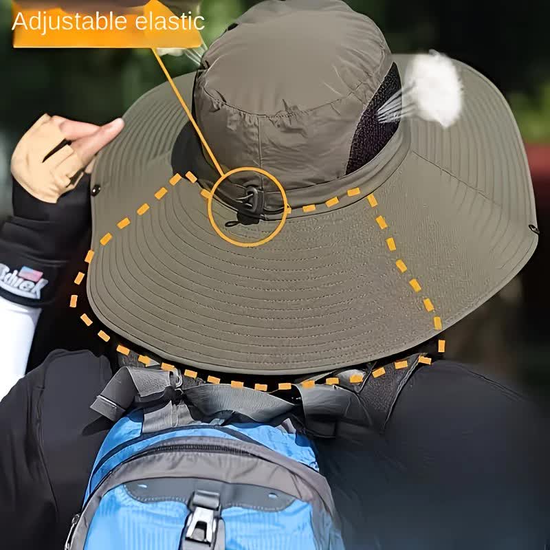 beige。Extra Wide Fishing Hat with Detachable Sun Visor and Neck Guard - The Perfect Choice for Summer Fishing, Hiking, and Outdoor Activities