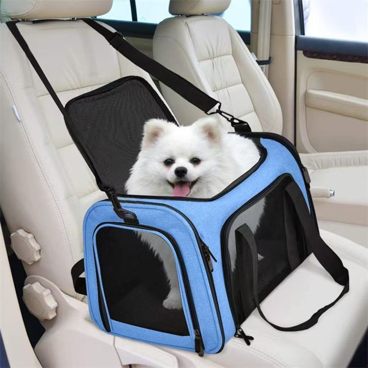 Breathable Multi-Functional Pet Carrier Backpack, Oxford Cloth Car Travel Cat & Dog Carrier, Large Capacity Portable Outdoor Pet Bag。(blue,size:L)
