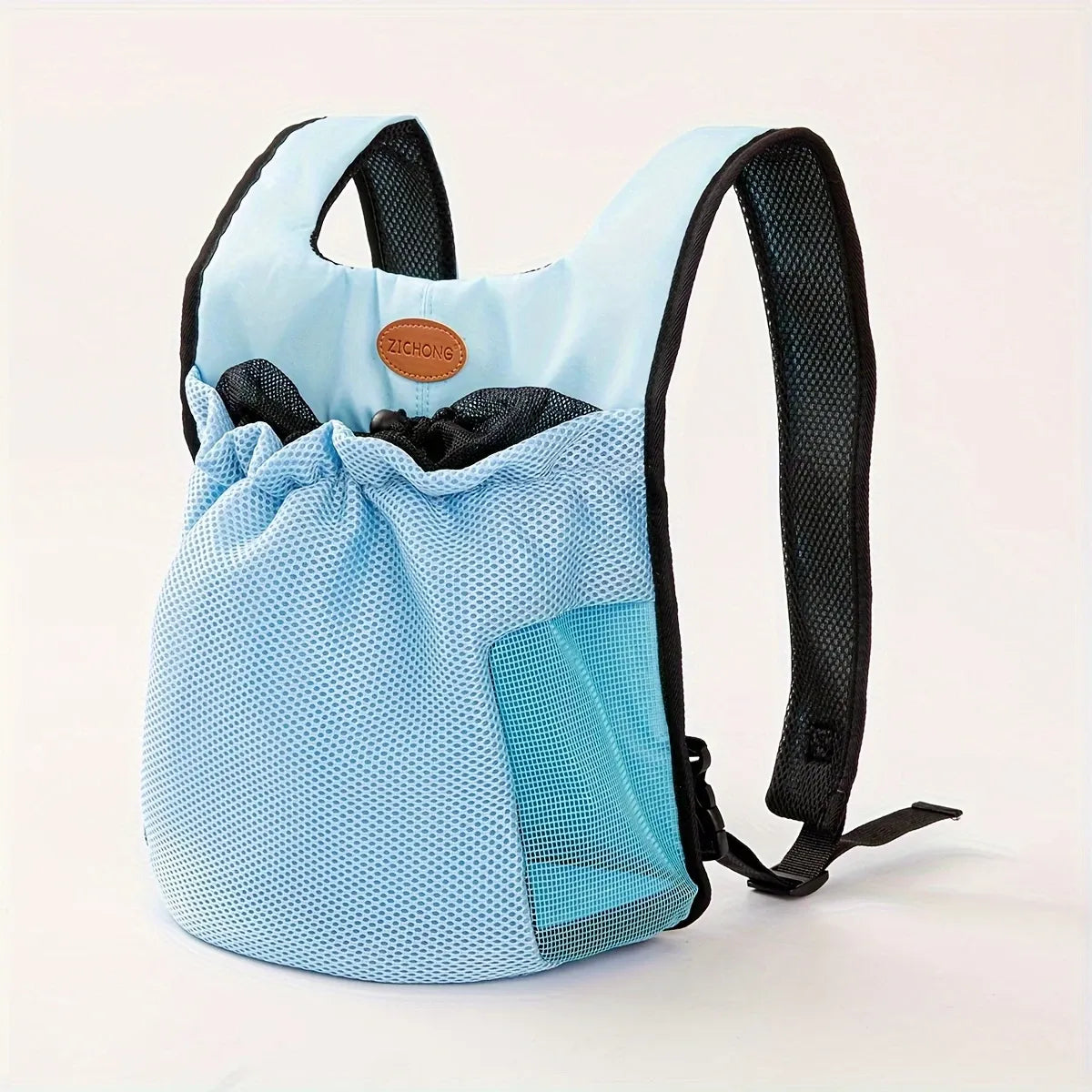 ZICHONG Pet Chest Carrier Backpack – Breathable Mesh, Built-in Anti-Escape Hook, Foldable & Portable for 3–5kg Small Dogs & Cats Outdoor Travel.(blue:l)