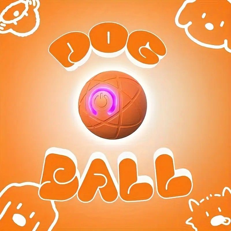 mart Interactive Rolling Pet Ball – Automatic Self-Moving Cat & Small Dog Toy, Bite-Resistant Rechargeable Boredom Buster 52mm(orange)