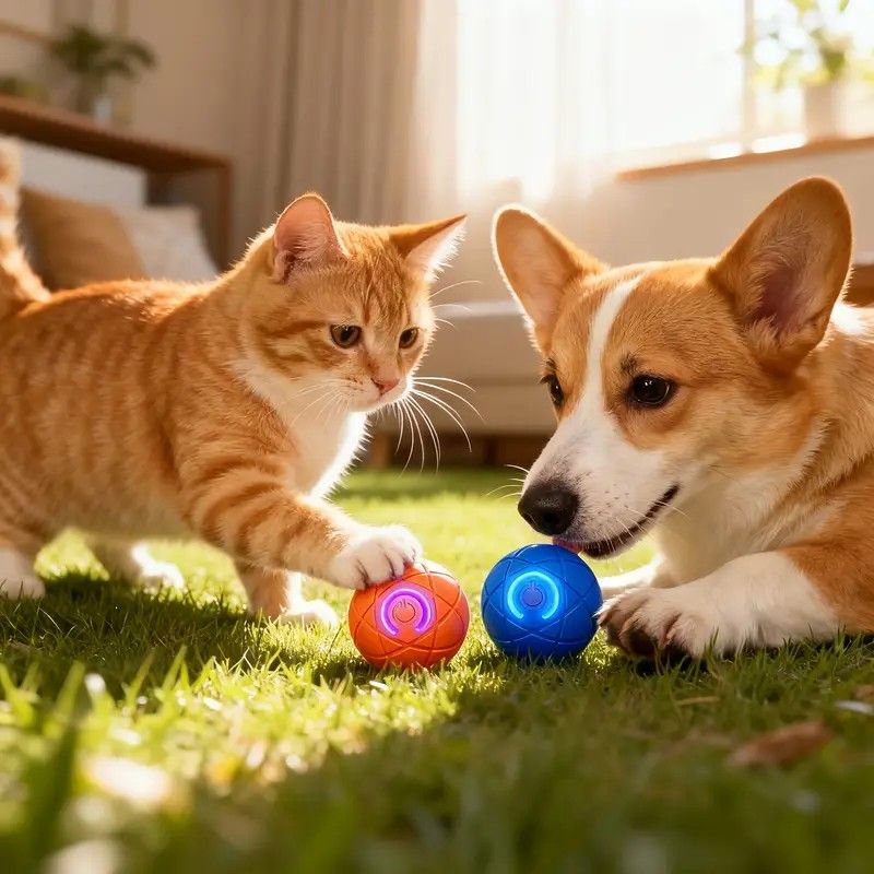 mart Interactive Rolling Pet Ball – Automatic Self-Moving Cat & Small Dog Toy, Bite-Resistant Rechargeable Boredom Buster 52mm(orange)