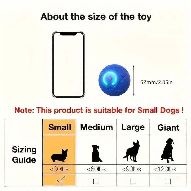 mart Interactive Rolling Pet Ball – Automatic Self-Moving Cat & Small Dog Toy, Bite-Resistant Rechargeable Boredom Buster 52mm(orange)